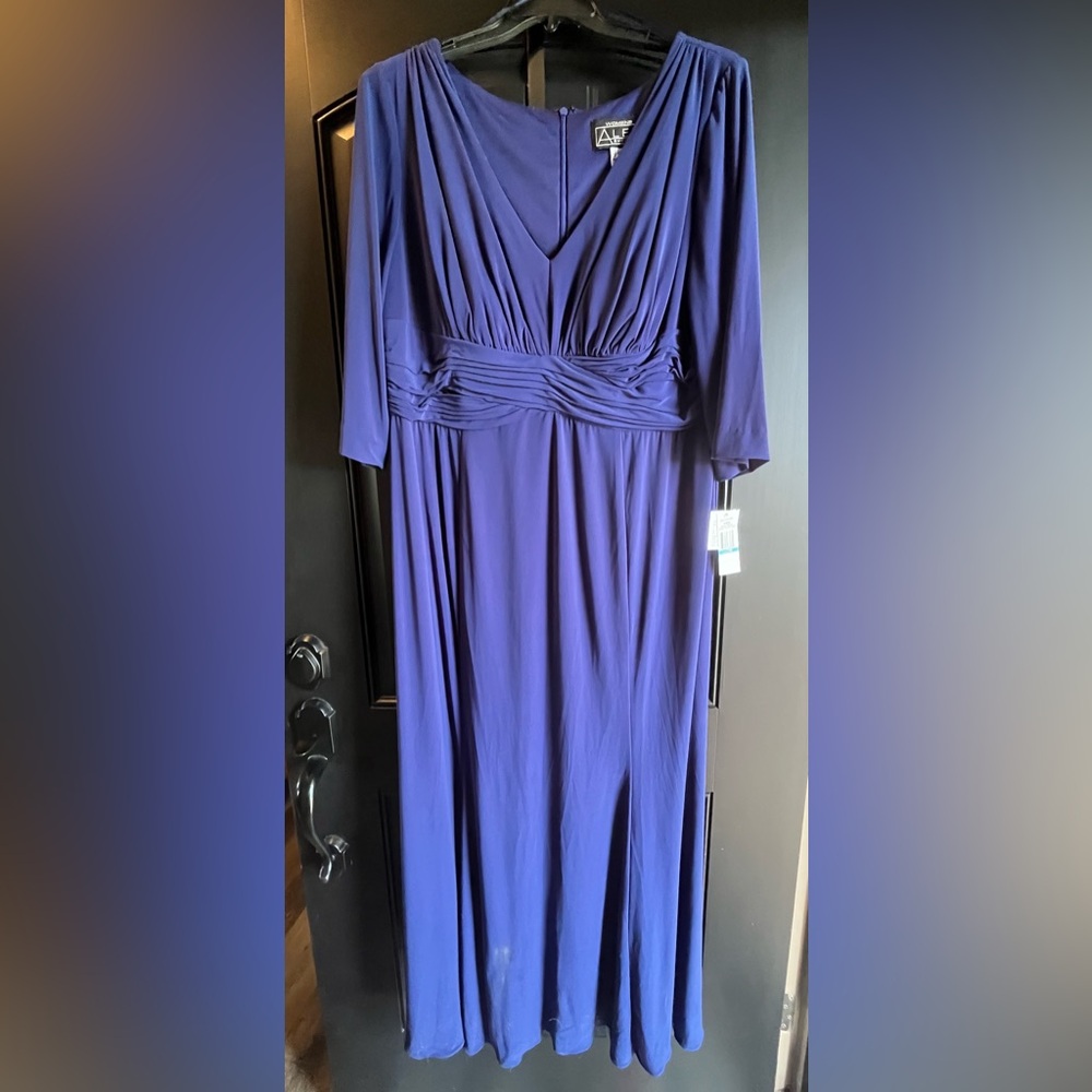 NWT Plus Size (20W) Alex Evenings Electric Blue Ruched Wrap Gown